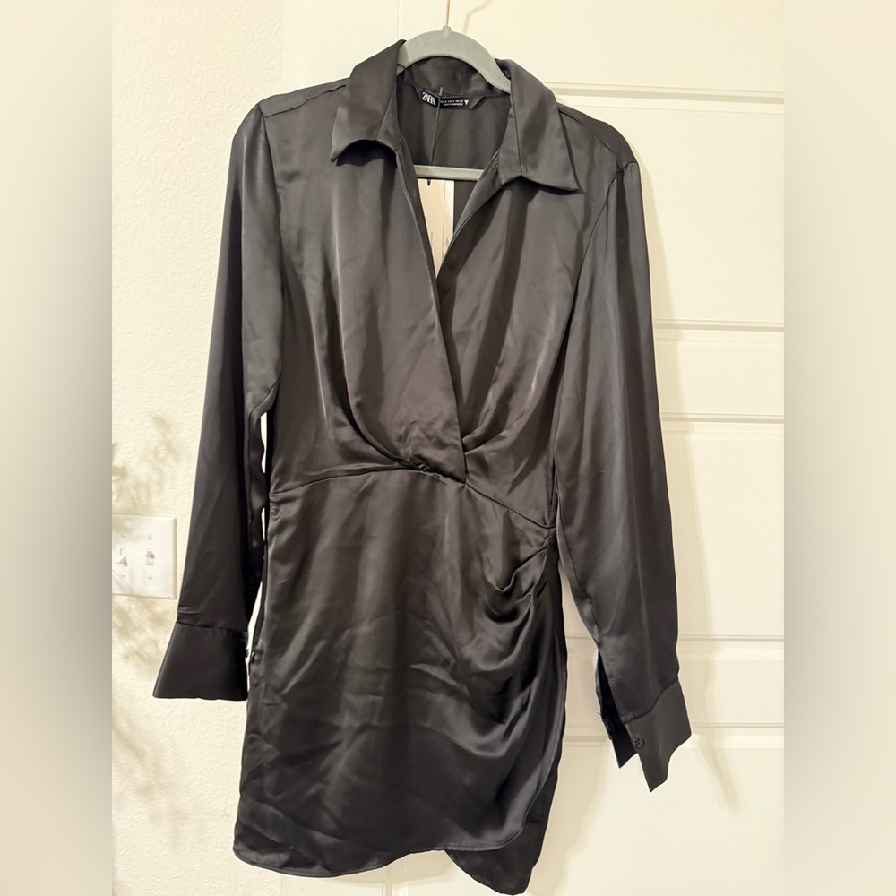 Zara Black Satin Dress